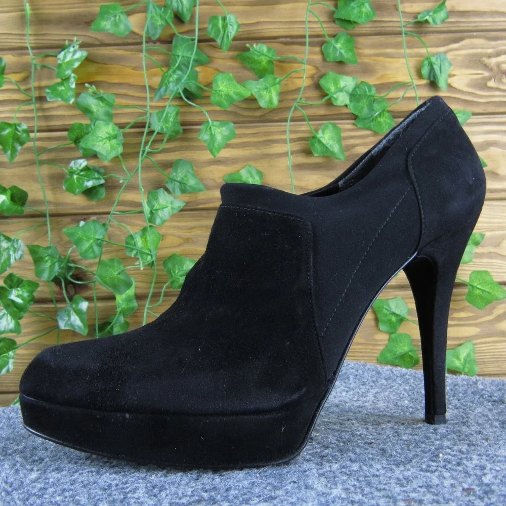 Stuart Weitzman Black Suede Ankle Booties Platform Heels Women's Shoes 9.5 M